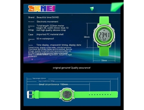 Relojes Infantiles Digitales para Niñas,Reloj De Pulsera para Relojes Deportivos Multifuncionales Impermeables-Verde LUUCOZK