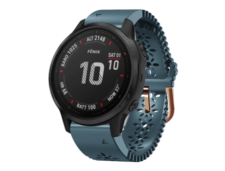 Correa Smartwatch para Garmin Fenix 6S Pro 20mm Mujer Silicona con Punzón de Encaje (Azul Lago)