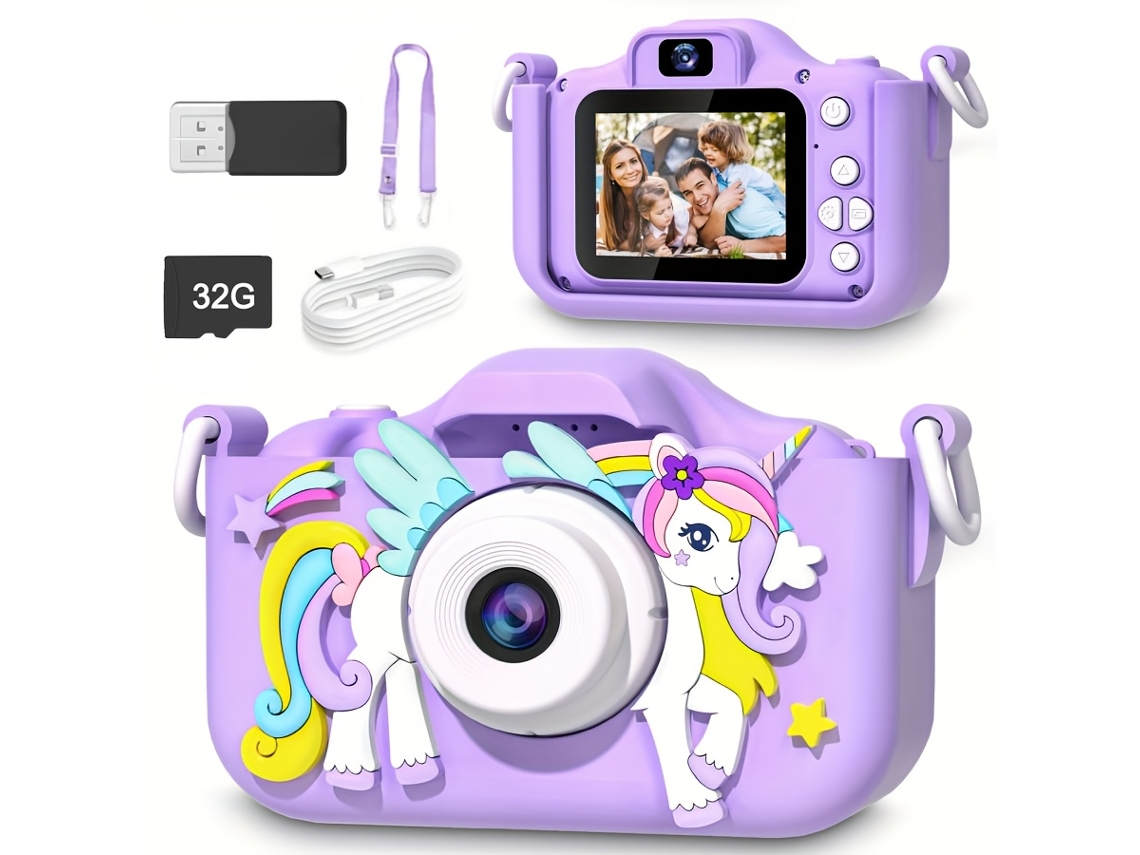 Câmara Digital Eifson Cámara Digital Kids Unicorn Hd De 32 Gb, Color Morado