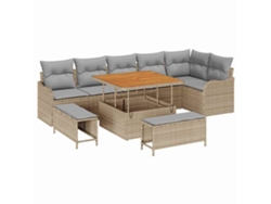 Maison Exclusive - Conjunto de sofás de jardín de 9 piezas en beige y gris claro