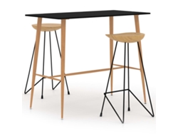 vidaXL Juego de mesa alta y taburetes de bar 3 piezas negro
