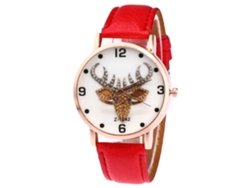 Reloj De Pulsera Zhoulianfa Quartz, Correa Unisex De Piel Sintética, Estampado De Alce Rojo.