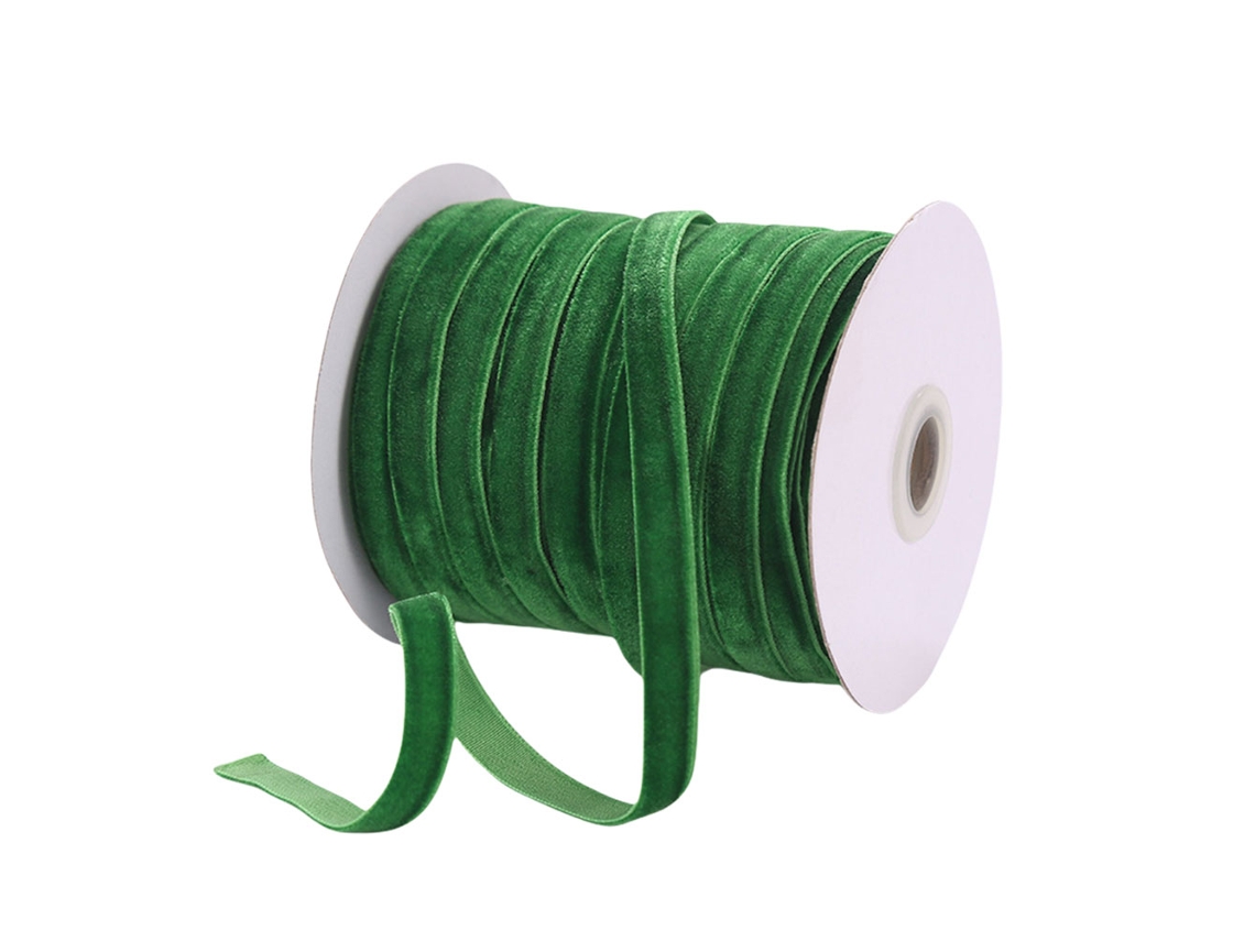 Fita Decorativa de Veludo com Carretel, 1 Cm de Largura, 50 Jardas de Comprimento, Adequada para Embrulhar Presentes. MDUG (verde)
