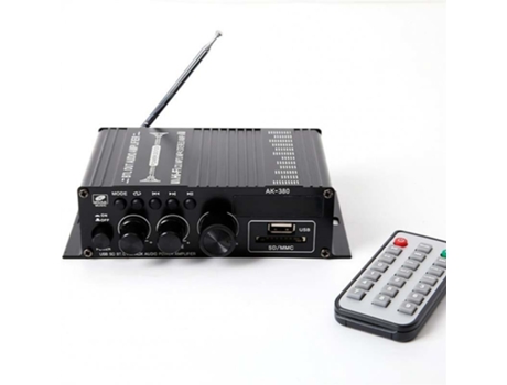 Ak-380 Amplificador de potencia Bluetooth 5.0 Inalámbrico Multi-fuente Coincidencia 2.0 Canal Negro