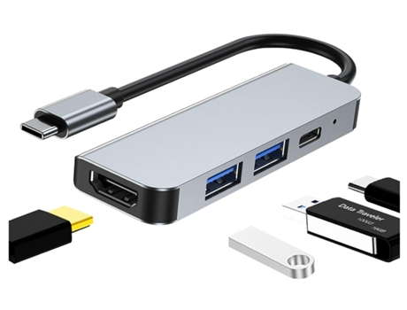 Estación de acoplamiento USB C 4 en 1, concentrador USB C, adaptador para MacBook, Mac Pro, Mac Mini, iMac (gris) CHRONUS