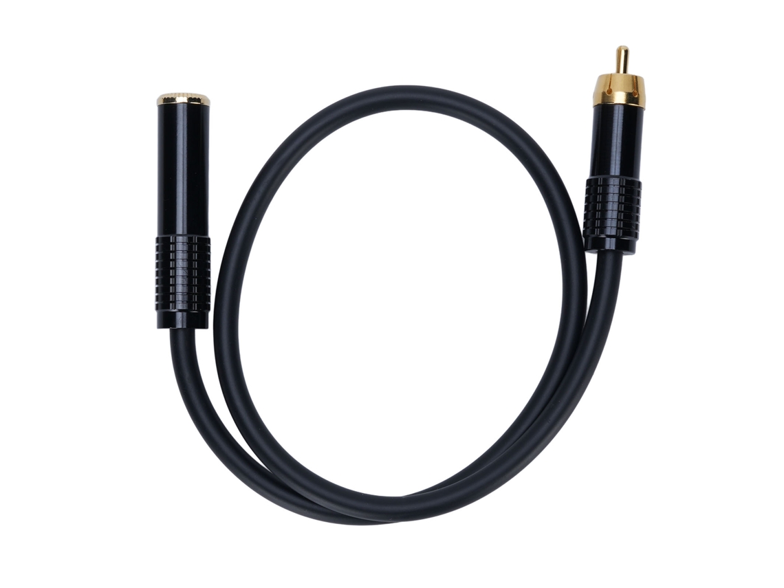 Cabo Adaptador 1/4 Polegada 6.35mm Fêmea Para Macho Dourado 0.5m Para Alto-falantes, Mixers, Cd Player