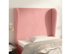 Cabecero Con Orejas De Terciopelo Rosa 93x23x118/128 Cm