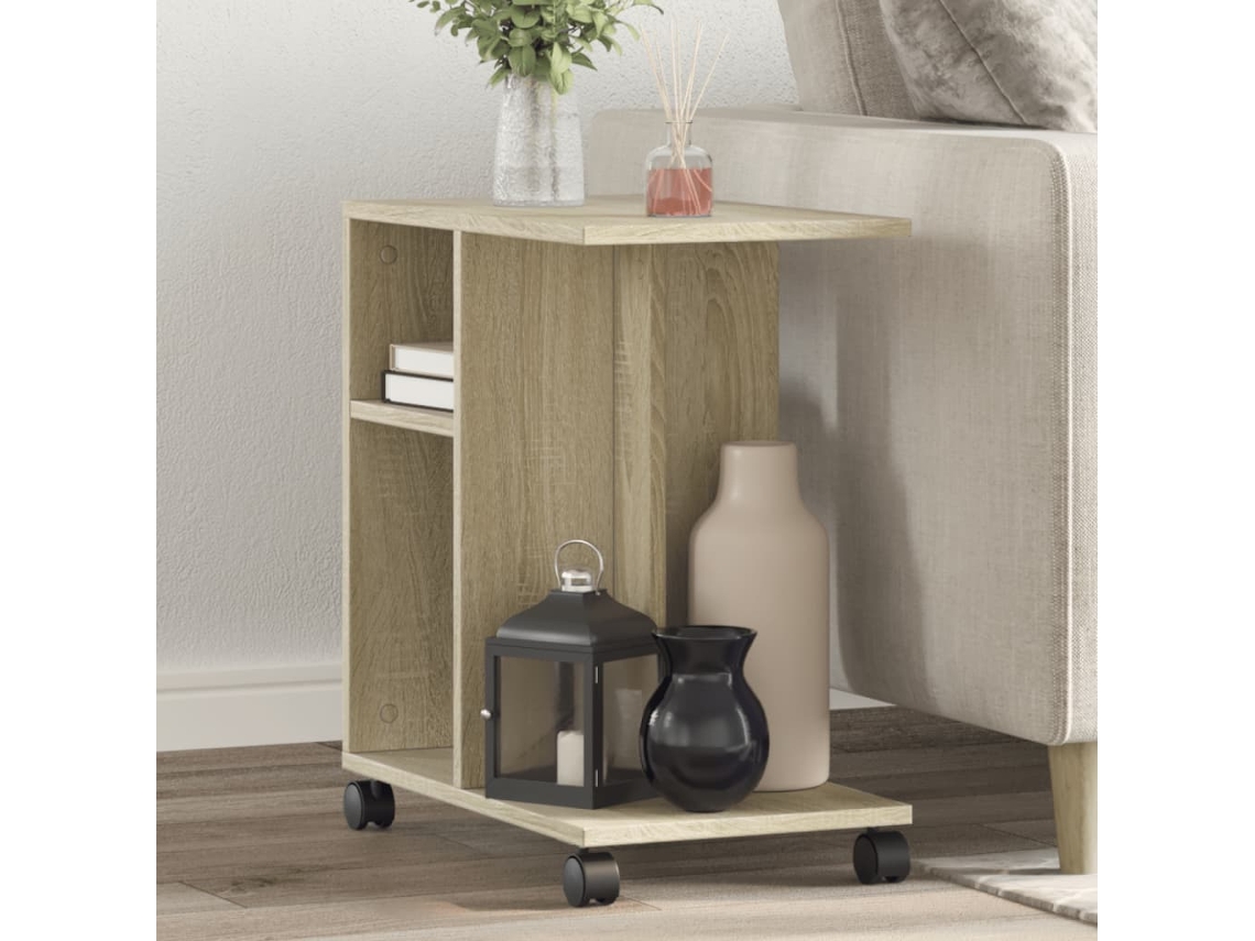 Mesa auxiliar con ruedas, derivados de la madera, roble Sonoma, DKD HOME DECOR