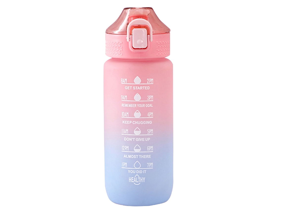 Botella De Agua Deportiva De 600 Ml Con Diseño Degradado Y Marcadores De Tiempo Para Actividades Al Aire Libre.