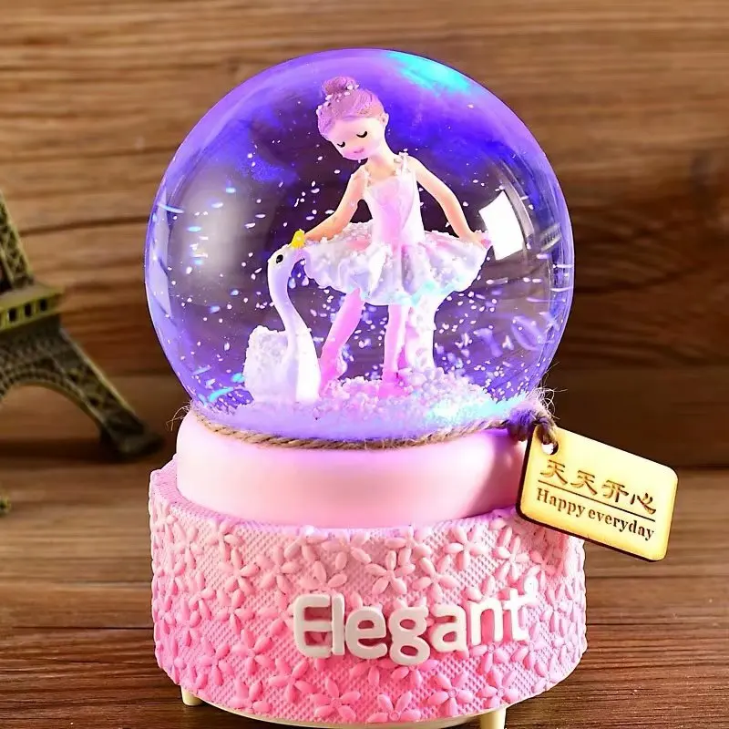 (Estilo 15) Caja de música con bola de cristal y bailarina, regalo para el Día de San Valentín
