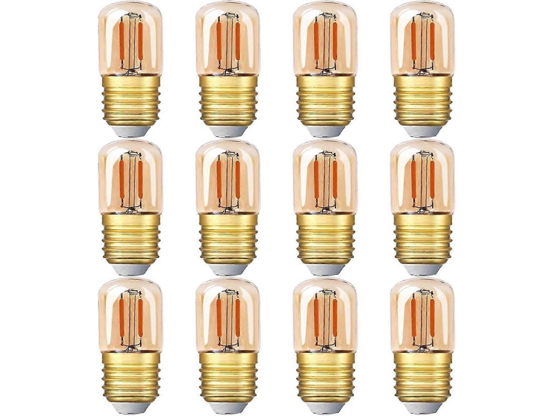 Rebe-12 Pack Bombillas Led Tubulares Mini, 1w E27 Filamento Edison 2200k Blanco Cálido Super (vidrio Ámbar) 220v Clase Energética A++
