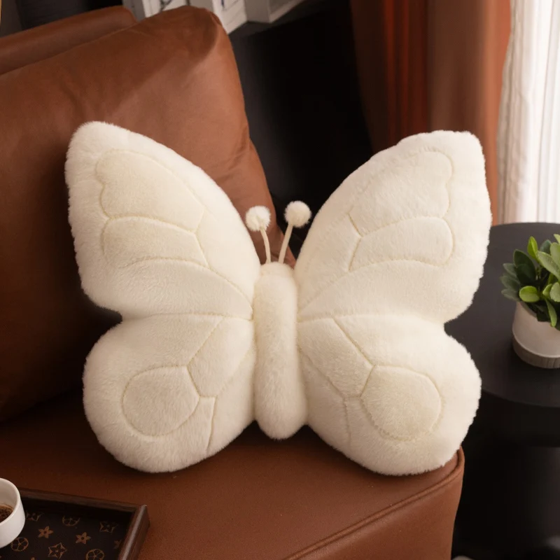 Cojín/almohada Para Adultos Con Estampado De Mariposas (blanco, 46 Cm), Soporte Para La Columna Vertebral.