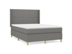 Maison Exclusive - Cama Box Spring Con Colchón Tela Gris Oscuro 140x190 Cm