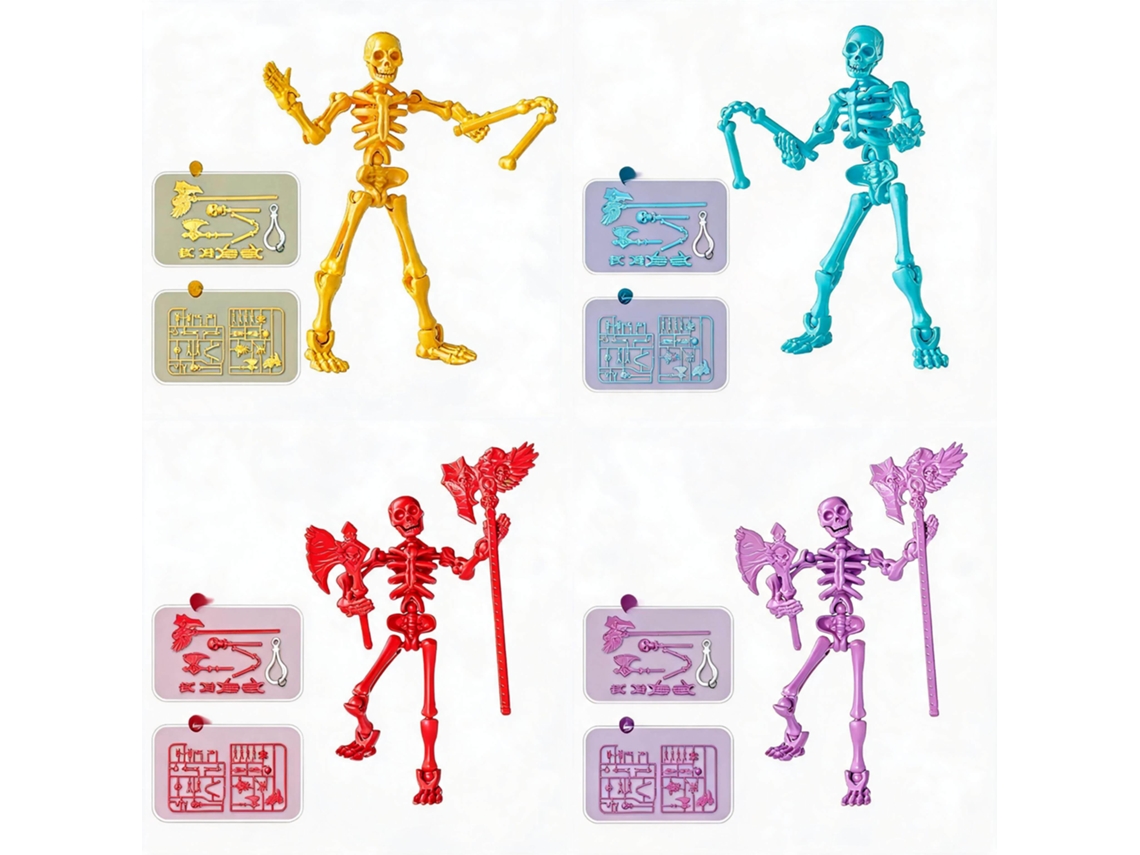Figura De Esqueleto De 13 Cm De Henten Home, Articulada Y Móvil, Para Coleccionistas Como Decoración De Mesa (4 Piezas)