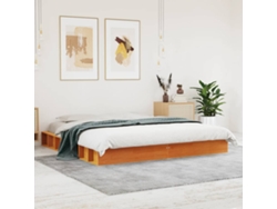 Cama Sin Colchón Madera Maciza De Pino Marrón Cera 200x200 Cm