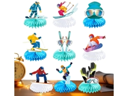 Decoraciones Para Fiesta De Cumpleaños De Esquí - 9 Piezas De Decoraciones Deportivas De Esquí