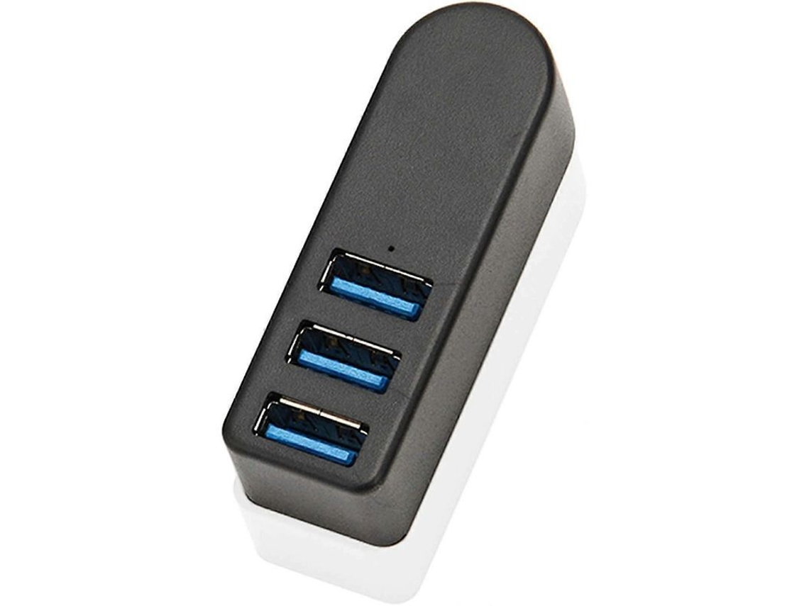 Hub Usb 3.0 Giratorio 270°, 3 Puertos Mini Aluminio, Compatible Usb 2.0/1.1, 5 Gbps, Plug Play, Negro