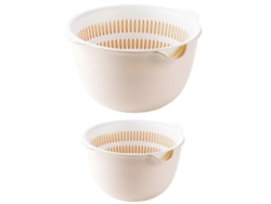 Cesta escurridora de cocina multifuncional con diseño perforado, fabricada en PP, para lavar fruta (juego de 2).