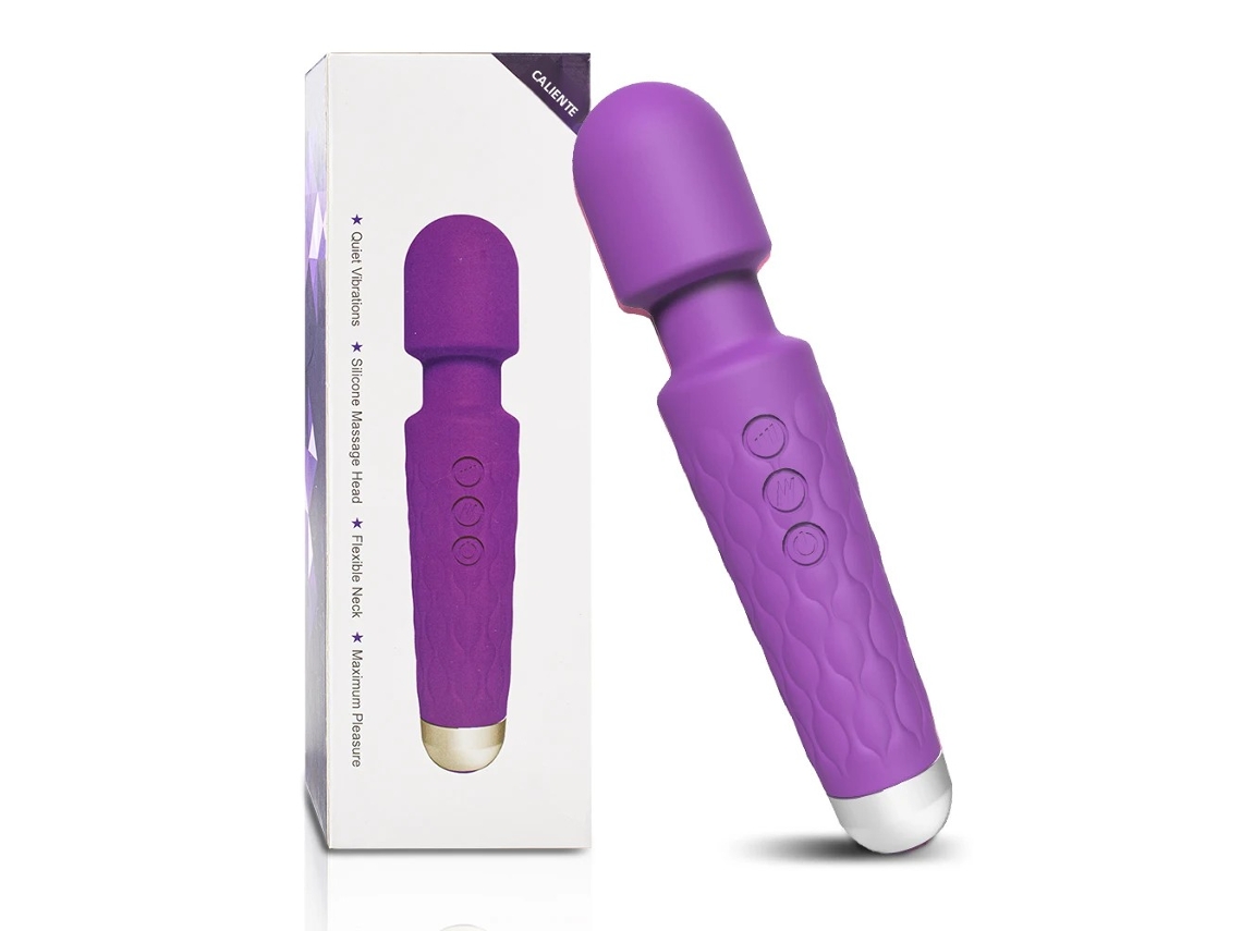 Vibrador potente con forma de varita mágica, recargable por USB, fabricado en silicona, con 20 modos de vibración. MDUG (morado)