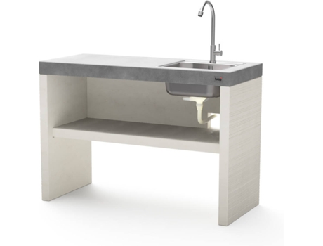 Módulo para Barbacoa TUOZI Plan/Venit 2 con fregadero y grifo (Blanco, Gris - 110x47x77cm)