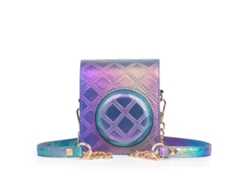 YUYSAN Bolso para cámara a Cuadros Bordado Adecuado para Polaroid mini12 Azul Violeta Brillante