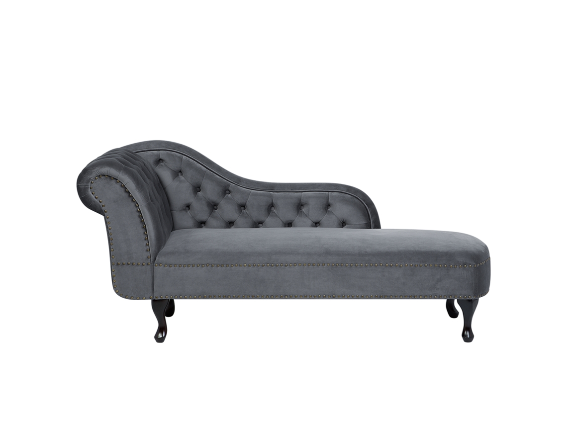 Chaise longue izquierdo BELIANI Nimes de Terciopelo Gris 169x65x79