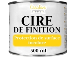 CREATIVE DECO Cera de Acabado Incolora 500Ml Barniz Transparente Luz Brillante Protección de Muebles de Madera Parquet