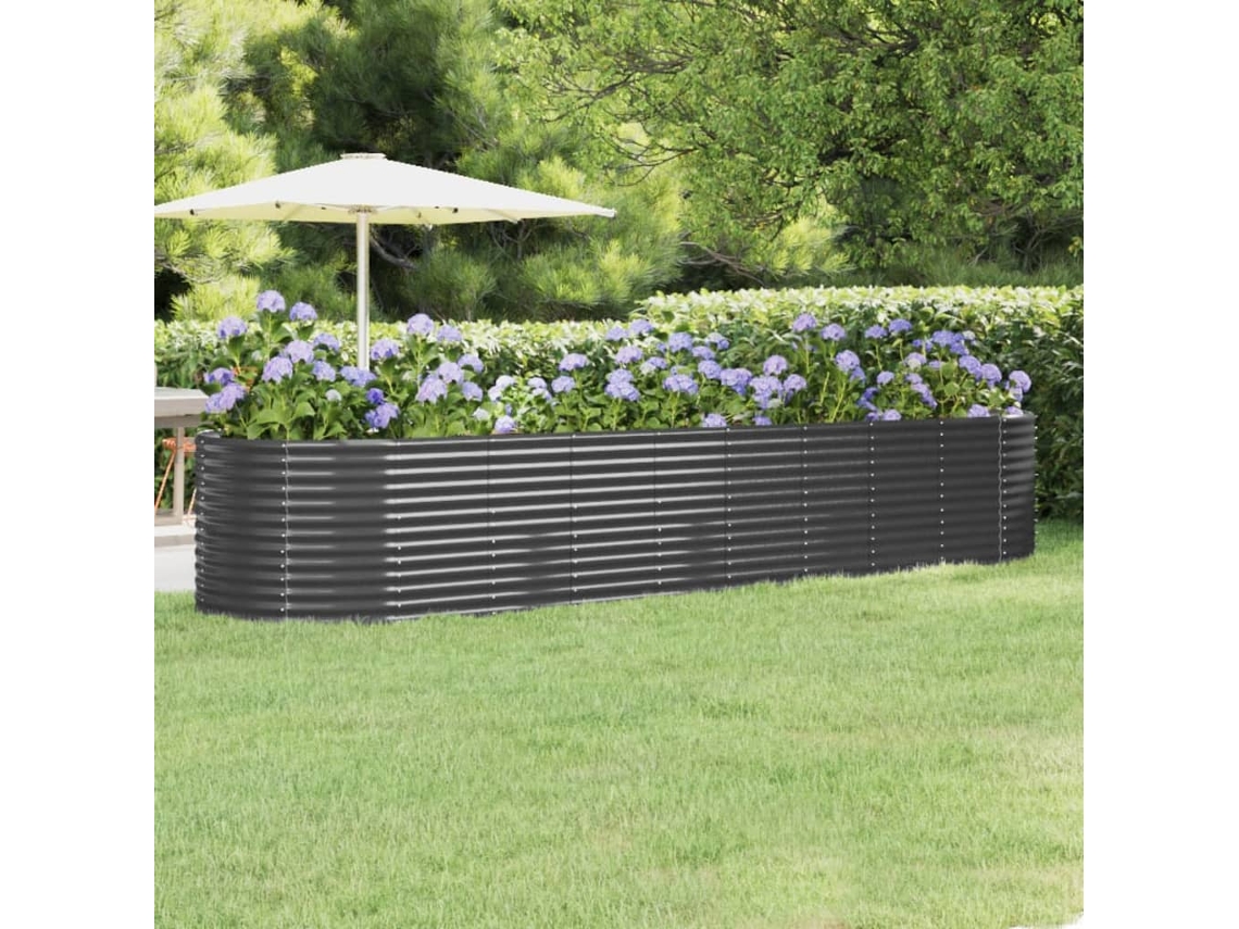 Jardín Elevado/Plantador de Acero con Revestimiento en Polvo Antracita 396X100X68 cm