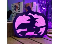 Decoração De Halloween Caixa De Sombras Abóbora Iluminada Jack-o'-lantern De Duas Faces Para Mesa