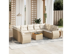 Conjunto de 10 sofás de jardín con cojines de mimbre beige de DKD Home Decor