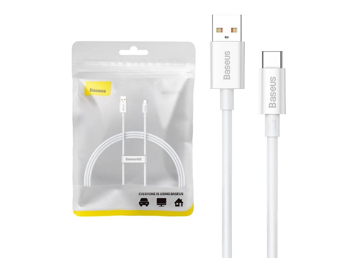 Cable USB a USB C Baseus Superior de 100 W, 1 m (blanco)