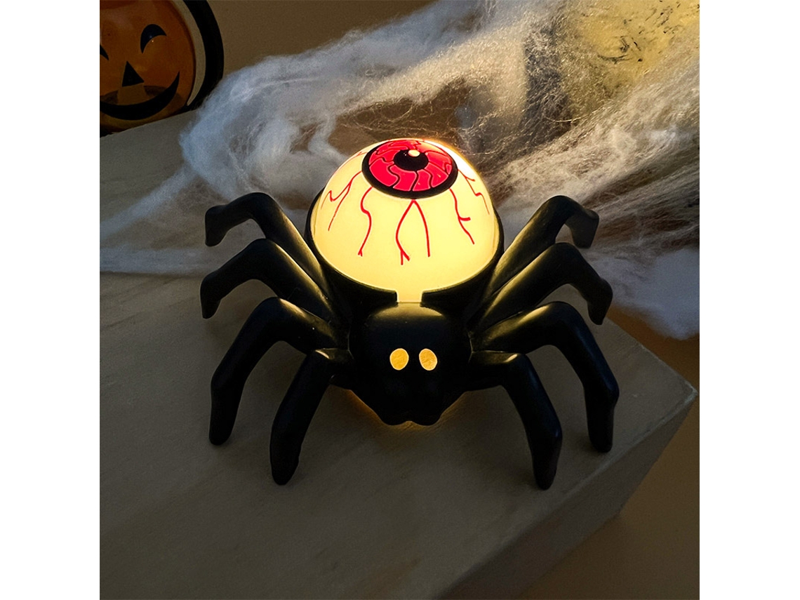 Lámpara LED de Halloween con forma de calavera y araña de plástico, decoración para el hogar y fiestas, accesorio aterrador A03 Viewleaf