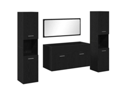 Juego De Muebles De Baño 4 Uds Roble Negro Madera De Ingeniería