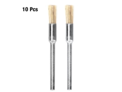 10 Cepillos De Pulido De Cerdas De Cerdo Blancas Con Mango De Metal Para Eliminar El Óxido, 3*5 Mm