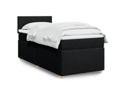 Cama Box Spring Con Colchón Tela Negro 90x200 Cm