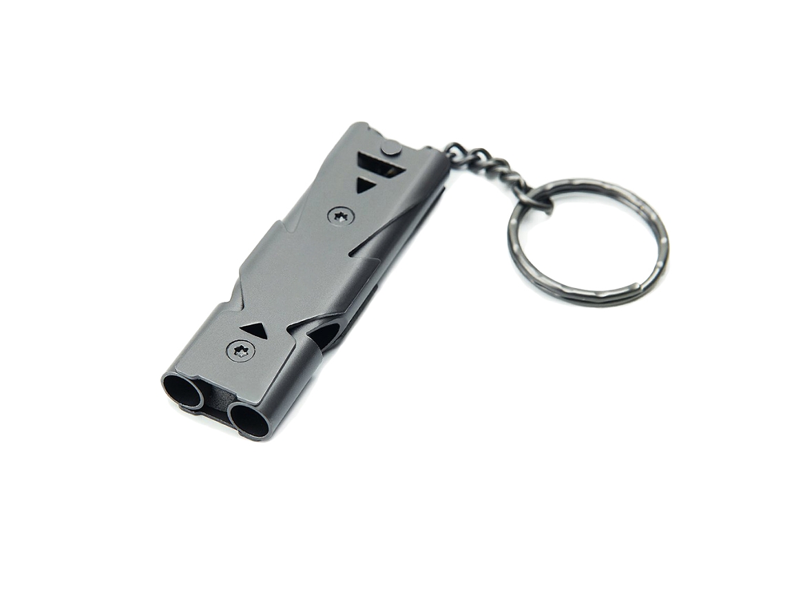 MEOIRUERY Pito de Supervivencia de Emergencia de Doble Tubo con Alta Intensidad y Llavero para Camping, Senderismo y Deportes al Aire Libre