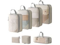 Conjunto De Bolsas Organizadoras Para Malas, Com Bolsa Digital E Nécessaire, Pacote Com 7 Chrui (bege)