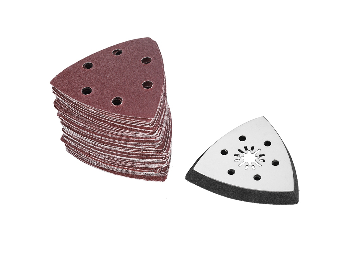 61 Peças De Lija Triangular 90mm 6 Buracos Para Ferramentas Oscilantes De Polimento E Lixamento
