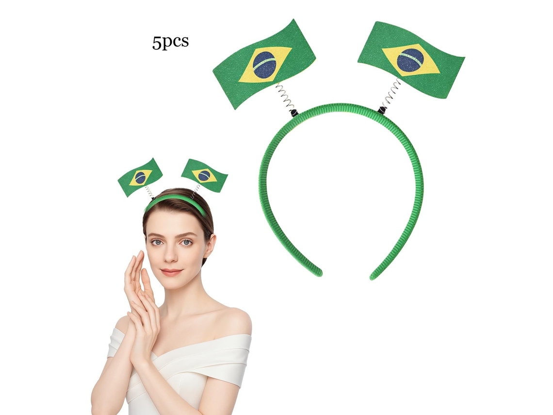 Tiara con la bandera brasileña, accesorio para fans, paquete de 5