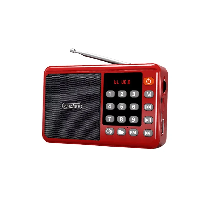 Mini Radio Fm (roja) - Pantalla Led - Altavoz Bluetooth Inalámbrico - Usb - Tarjeta Tf - Soporte De Grabación