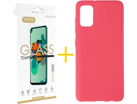 Kit Funda + Protector de Pantalla Samsung Galaxy A51 5G ACCETEL Liso (Rosa)