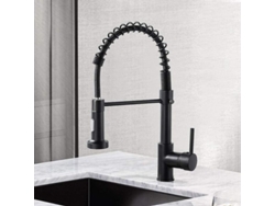 Grifo De Cocina De Latón Monobloc Con Función De Spray Extraíble Y Giro 360, Diseño Modernonegro