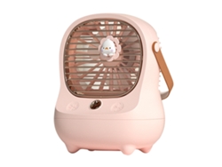 Ventilador de mesa portátil rosa recargable por USB con pulverizador