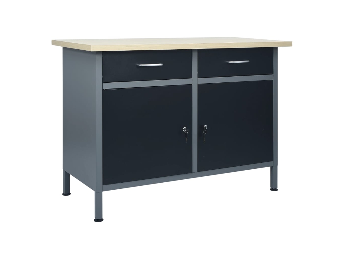 Banco de trabajo 120x60x85 cm Acero Negro DKD HOME DECOR