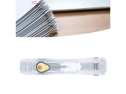 Dispensador de Clipes de Papel Clam Portátil com 100 Clips e 2 Caixas Plástico Durável