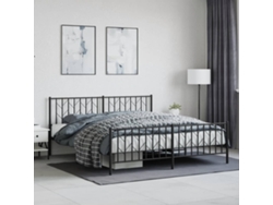 Estructura Cama Sin Colchón Con Estribo Metal Negro 183x213 Cm