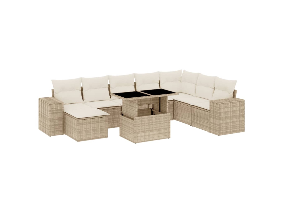 Maison Exclusive - Set De Sofás De Jardín 9 Pzas Con Cojines Ratán Sintético Beige