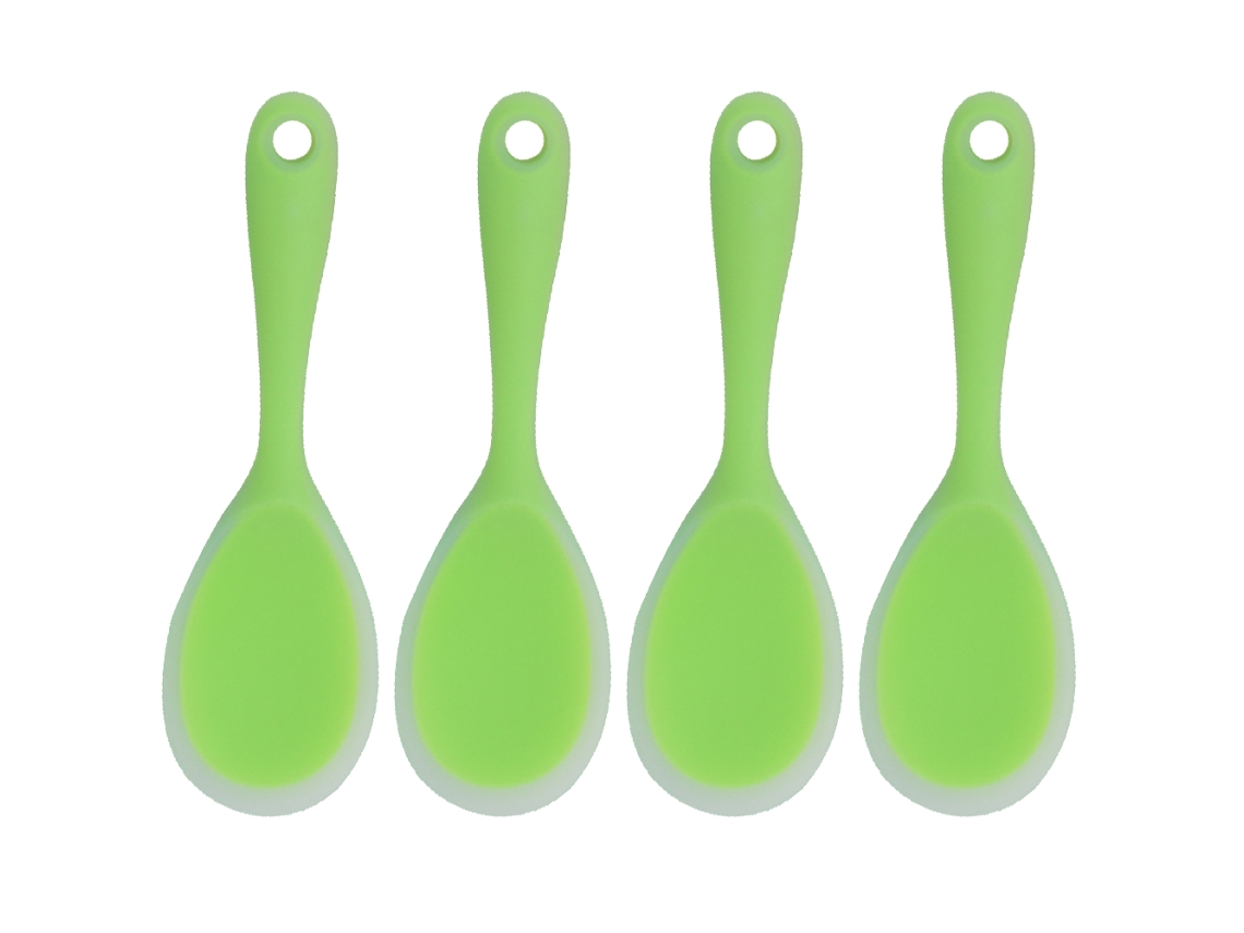 Juego de cuatro cucharones para sopa, olla arrocera eléctrica verde transparente. Mdug (apta para puré de papas y arroz).