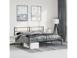 Estructura Cama Sin Colchón Con Estribo Metal Negro 183x213 Cm