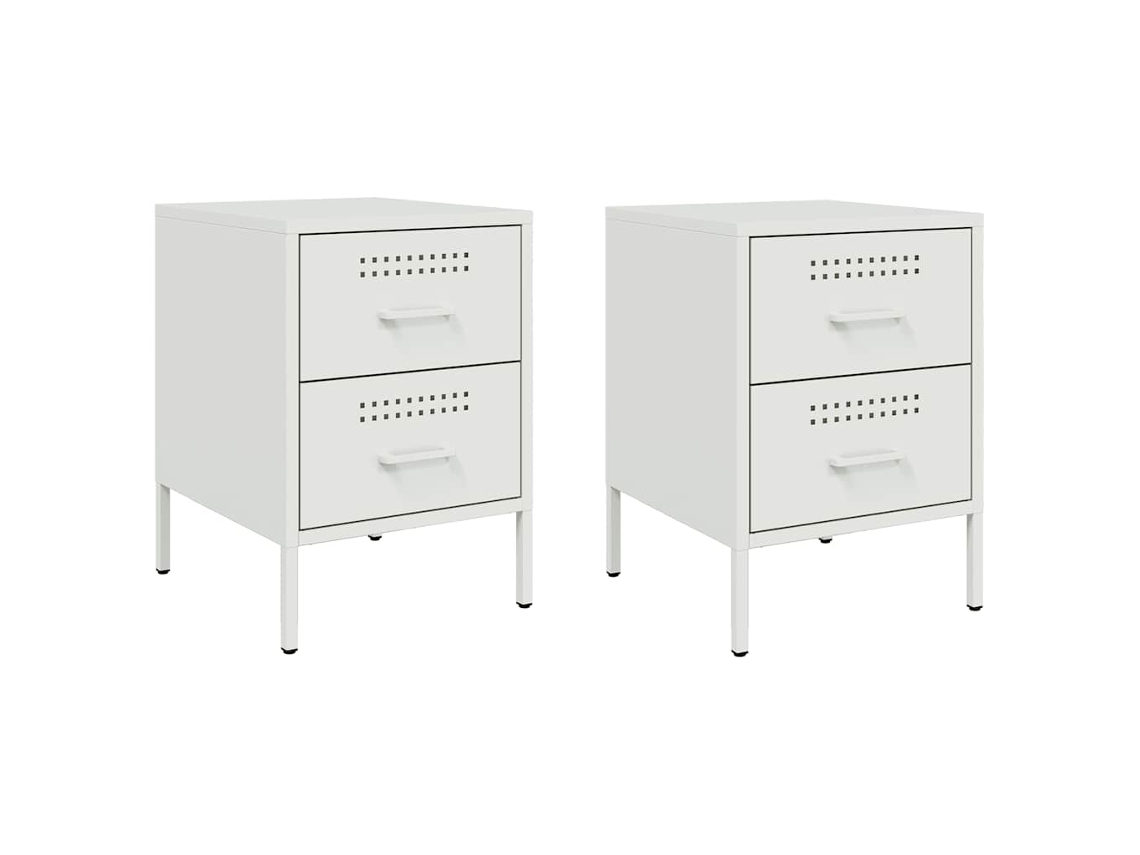 Maison Exclusive - Mesitas De Noche 2 Unidades Acero Blanco 36x39x50,5 Cm